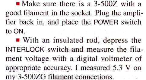QST safety isssue amplifier filament voltage